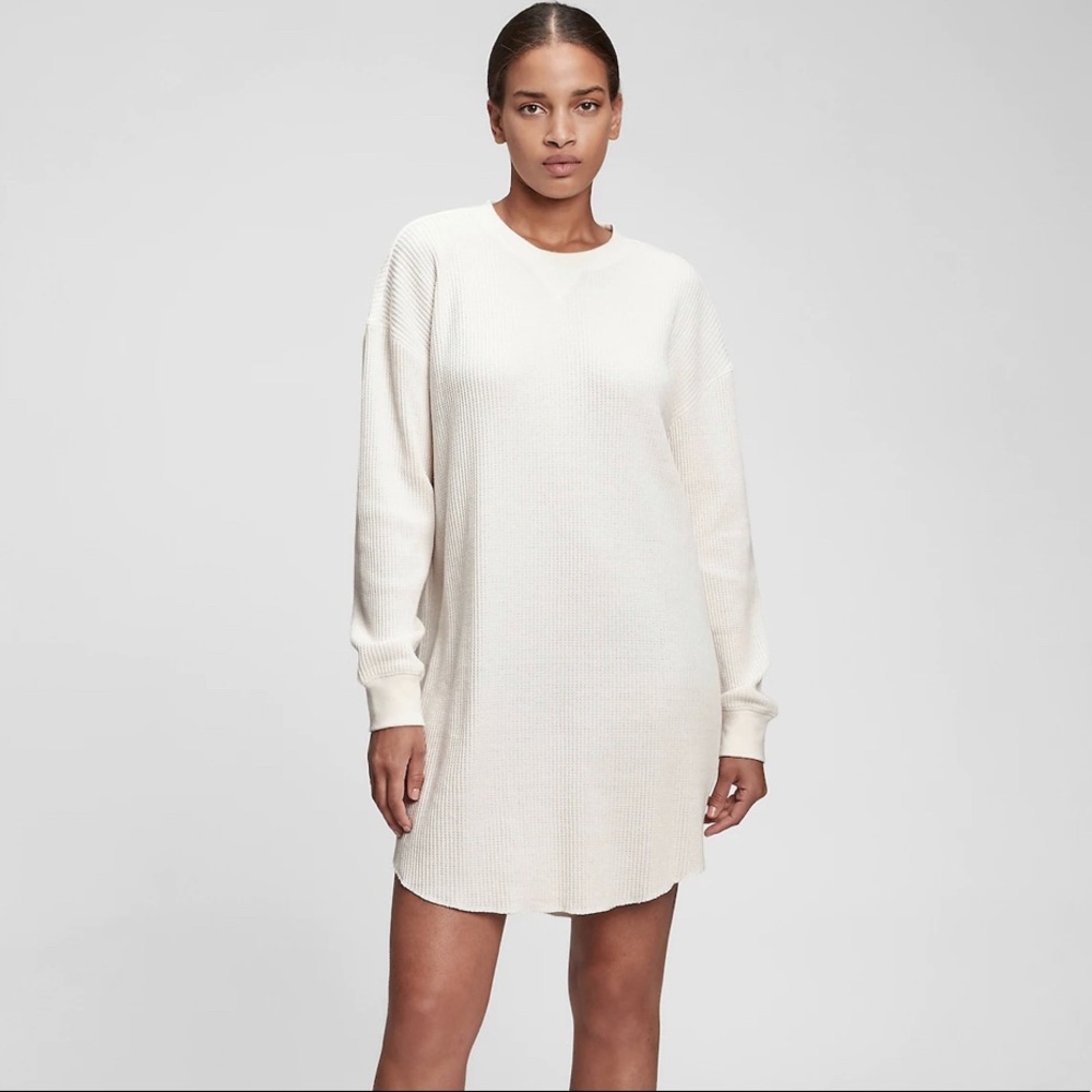 Uniqlo Waffle long sleeve crew neck dress NO FLAWS
